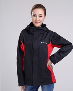 黑紅雙色防寒服女式沖鋒衣